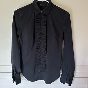 New York & Company Black Ruffled Blouse